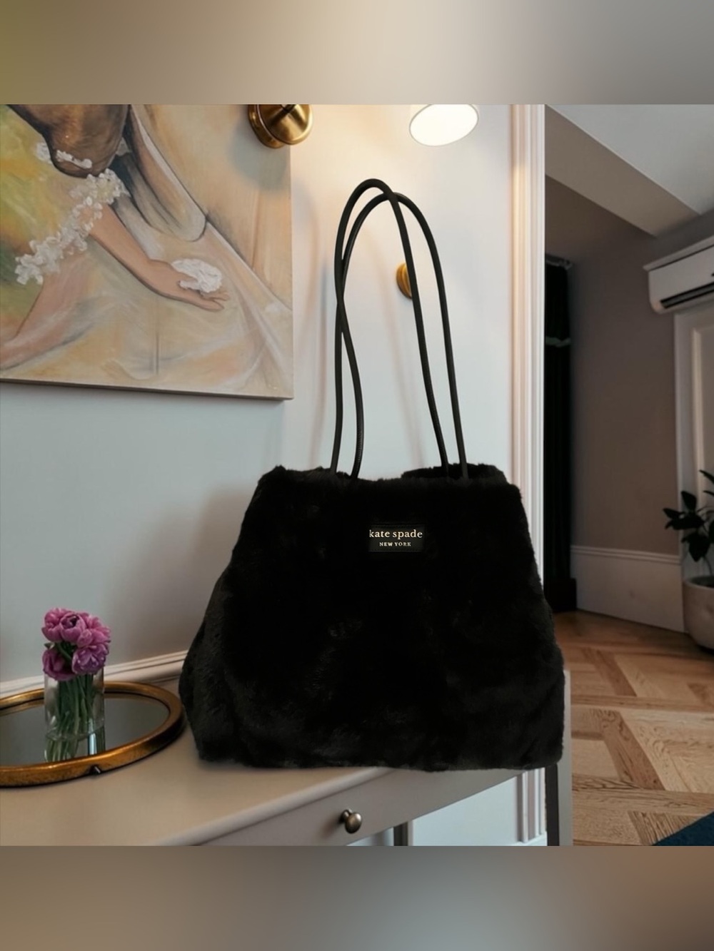 LIKE BRAND NEW! SPOTLESS! KATE SPADE NEW YORK EVERYTHING FAUX FUR TOTE K9935